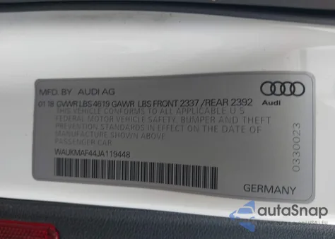 2018 Audi A4 2.0T Tech Ultra Premium/2.0T Ultra Premium from USA, damaged, VIN WAUKMAF44JA119448
